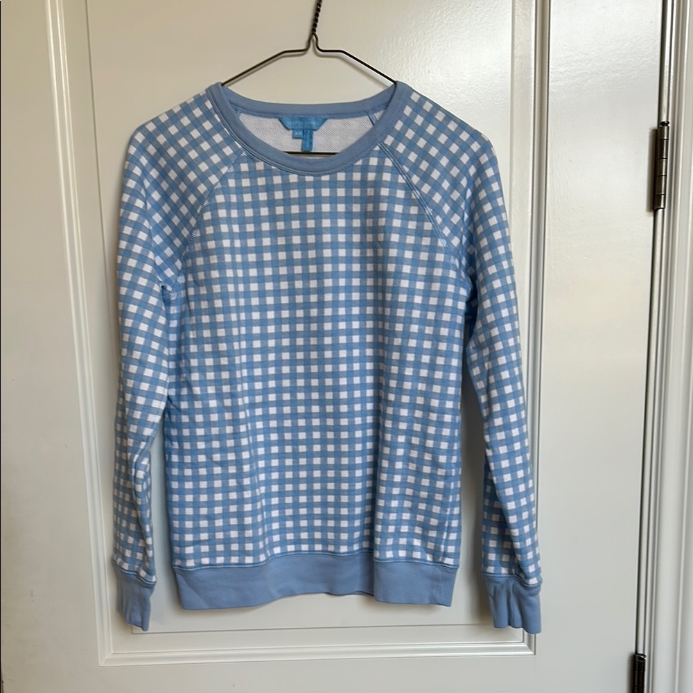 Draper James Light Blue Check Sweatshirt size XS